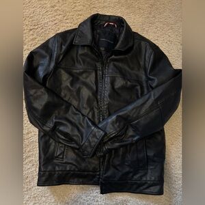 Tommy Hilfiger Black Faux Leather Bomber Jacket